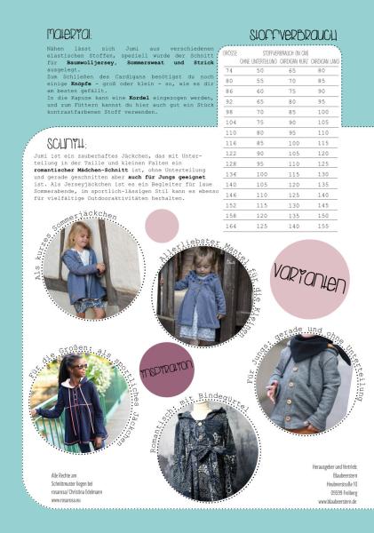 Schnittmuster My Jumi Jacke/Mantel von Blaubeerstern